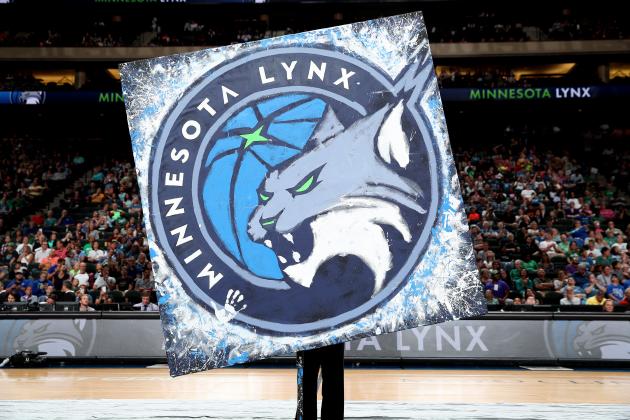 ST. PAUL, MN - AUGUST 11: Painter, Dan Dunn paints the new Minnesota Lynx team logo during the logo reveal ceremony at halftime between the Minnesota Lynx and the Los Angeles Sparks during a WNBA game on August 11, 2017 at Xcel Energy Center in Saint Paul, Minnesota. NOTE TO USER: User expressly acknowledges and agrees that, by downloading and or using this Photograph, user is consenting to the terms and conditions of the Getty Images License Agreement. Mandatory Copyright Notice: Copyright 2017 NBAE (Photo by Jordan Johnson/NBAE via Getty Images)