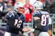 FOXBORO, MA - DECEMBER 24: Rob Gronkowski #87 of the New England Patriots reacts with Tom Brady #12 after catching a touchdown pass during the second quarter of a game against the Buffalo Bills at Gillette Stadium on December 24, 2017 in Foxboro, Massachusetts. (Photo by Adam Glanzman/Getty Images)