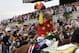 Jockey Mike Smith tips his helmet to the crowd as he rides Justify to the winner's circle after winning the 150th running of the Belmont Stakes horse race and Triple Crown, Saturday, June 9, 2018, in Elmont, N.Y. (AP Photo/Peter Morgan)
