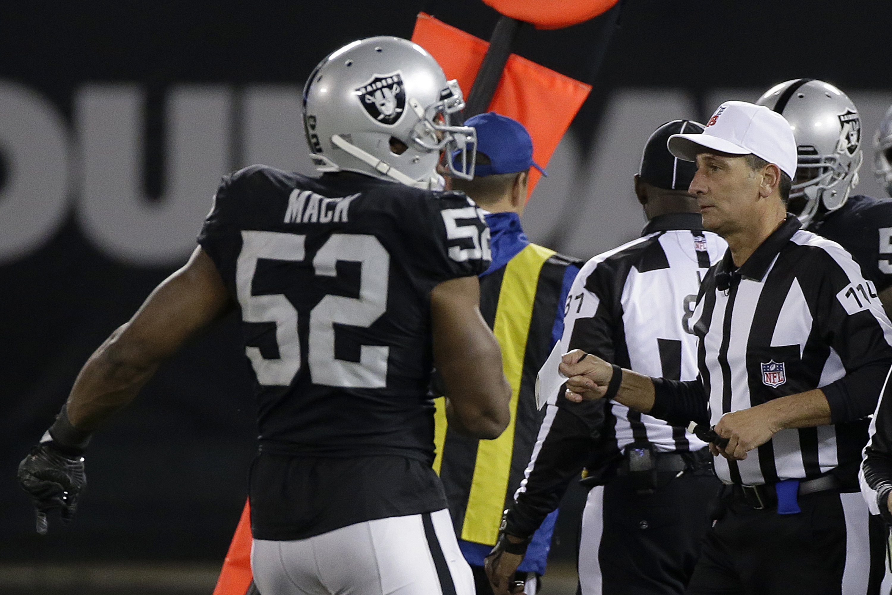 For now, Raiders holdout star Khalil Mack is still just late