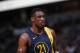 Indiana Pacers forward Thaddeus Young (21) in the first half of an NBA basketball game Tuesday, April 3, 2018, in Denver. (AP Photo/David Zalubowski)