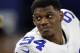 FILE - In this Dec. 26, 2016, file photo, Dallas Cowboys' Randy Gregory stands on the sideline late in the second half of an NFL football game against the Detroit Lions in Arlington, Texas. A person with direct knowledge of the application said Friday, May 18, 2018, that Gregory is set to seek reinstatement after missing the 2017 season over multiple violations of the NFL’s substance-abuse policy. (AP Photo/Brandon Wade, File)