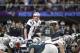 New England Patriots quarterback Tom Brady #12 call signals against the Philadelphia Eagles at Super Bowl 52 on Sunday, February 4, 2018 in Minneapolis. Philadelphia won the game 41-33.(AP Photo/Gregory Payan)
