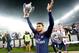 PARIS, FRANCE - MAY 12: Thiago Silva of Paris Saint Germain celebrates the championship with the trophy during the French League 1 match between Paris Saint Germain v Rennes at the Parc des Princes on May 12, 2018 in Paris France (Photo by Cees van Hoogdalem/Soccrates/Getty Images)