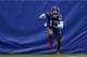 New York Giants wide receiver Odell Beckham works out during NFL football training camp, Wednesday, April 25, 2018, in East Rutherford, N.J. (AP Photo/Julio Cortez)