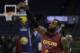 Cleveland Cavaliers' LeBron James follows through on a shot during an NBA basketball practice, Wednesday, May 30, 2018, in Oakland, Calif. The Cavaliers face the Golden State Warriors in Game 1 of the NBA Finals on Thursday in Oakland. (AP Photo/Marcio Jose Sanchez)