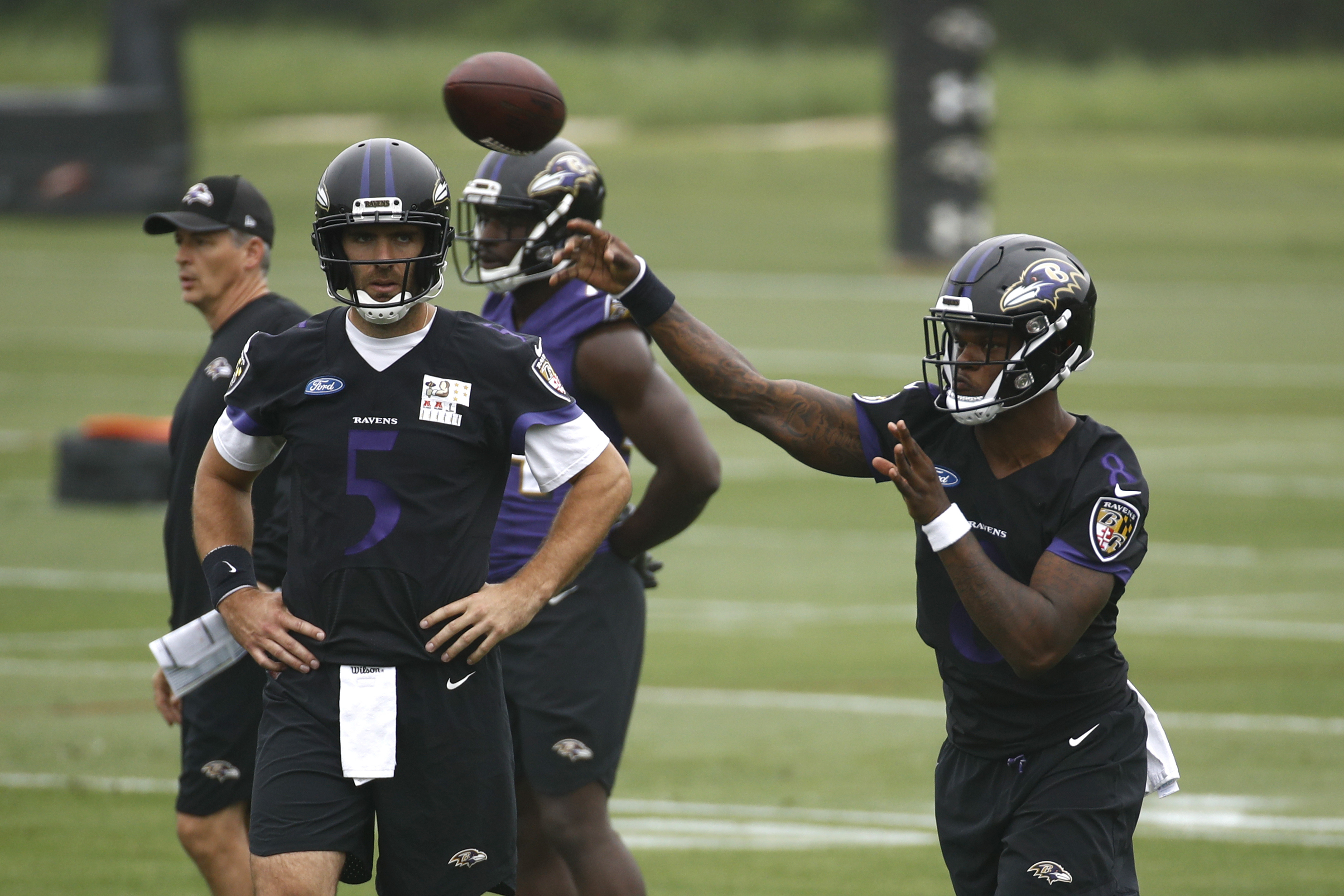 Joe Flacco, Lamar Jackson both miss Baltimore Ravens practice Thursday