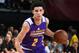 LAS VEGAS, NV - JULY 16: Lonzo Ball #2 of the Los Angeles Lakers handles the ball against the Dallas Mavericks during the 2017 Summer League Semifinals on July 16, 2017 at the Thomas & Mack Center in Las Vegas, Nevada. NOTE TO USER: User expressly acknowledges and agrees that, by downloading and/or using this Photograph, user is consenting to the terms and conditions of the Getty Images License Agreement. Mandatory Copyright Notice: Copyright 2017 NBAE (Photo by Garrett Ellwood/NBAE via Getty Images)