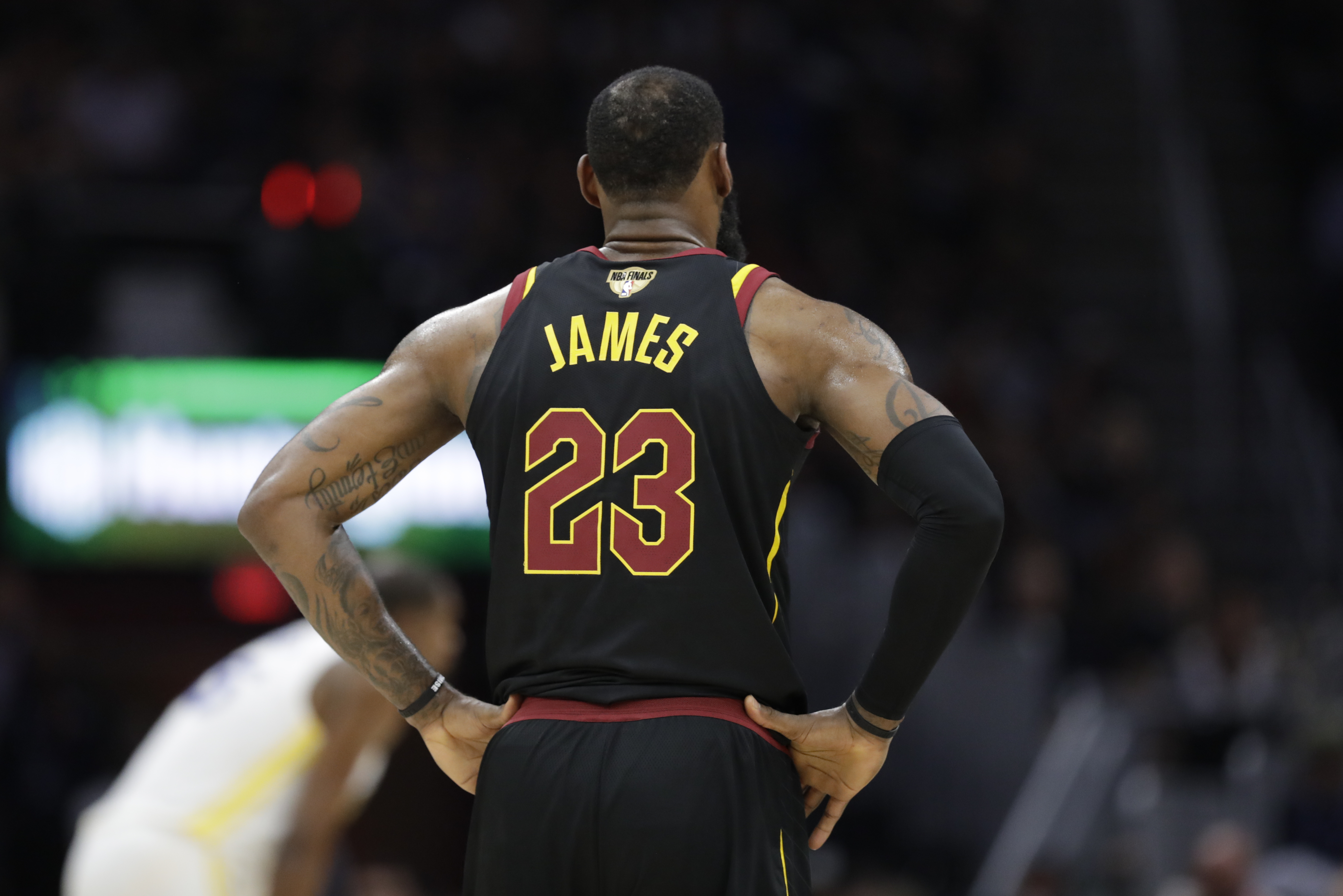 Cleveland Cavaliers' LeBron James in action in the first half of Game 4 of basketball's NBA Finals against the Golden State Warriors, Friday, June 8, 2018, in Cleveland. (AP Photo/Tony Dejak)