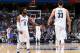 MEMPHIS, TN - OCTOBER 26: Marc Gasol #33 and Mike Conley #11 of the Memphis Grizzlies high five during the game against the Dallas Mavericks on October 26, 2017 at FedExForum in Memphis, Tennessee. NOTE TO USER: User expressly acknowledges and agrees that, by downloading and or using this photograph, User is consenting to the terms and conditions of the Getty Images License Agreement. Mandatory Copyright Notice: Copyright 2017 NBAE (Photo by Joe Murphy/NBAE via Getty Images)