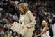 FILE - In this Sept. 13, 2015, file photo, Connecticut Sun head coach Anne Donovan is shown during the second half of a WNBA basketball game in Uncasville, Conn. Donovan has stepped down as the head coach of The Connecticut Sun after three losing seasons. Donovan, who took over in 2013 after the Sun fired Mike Thibault, was a combined 38-64 at Connecticut and never made the playoffs. (AP Photo/Jessica Hill, File)