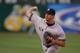 OAKLAND, CA - MAY 14: Kevin Brown of the New York Yankees runs pitches during the game against the Oakland Athletics at McAfee Coliseum on May 14, 2005 in Oakland, California. The Yankees defeated the Athletics 15-6. (Photo by Brad Mangin /MLB Photos via Getty Images)