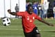 Senegal's forward Sadio Mane eyes the ball during a training session on June 15, 2018 in Kaluga during the Russia 2018 World Cup football tournament. (Photo by ISSOUF SANOGO / AFP) (Photo credit should read ISSOUF SANOGO/AFP/Getty Images)