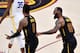 CLEVELAND, OH - JUNE 06: JR Smith #5 and LeBron James #23 of the Cleveland Cavaliers react to a call against the Golden State Warriors in the second quarter during Game Three of the 2018 NBA Finals at Quicken Loans Arena on June 6, 2018 in Cleveland, Ohio. NOTE TO USER: User expressly acknowledges and agrees that, by downloading and or using this photograph, User is consenting to the terms and conditions of the Getty Images License Agreement. (Photo by Jamie Sabau/Getty Images)