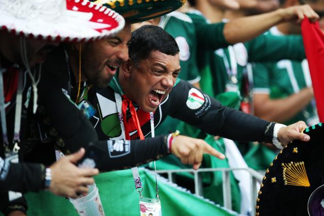 MOSCOW, RUSSIA - JUNE 17: Mexico fans are seen during the 2018 FIFA World Cup Russia group F match between Germany and Mexico at Luzhniki Stadium on June 17, 2018 in Moscow, Russia. (Photo by Ian MacNicol/Getty Images)