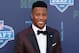 ARLINGTON, TX - APRIL 26: Saquon Barkley of Penn State poses on the red carpet prior to the start of the 2018 NFL Draft at AT&T Stadium on April 26, 2018 in Arlington, Texas. (Photo by Tim Warner/Getty Images)