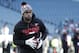 Atlanta Falcons' Julio Jones in action prior to an NFL divisional playoff football game against the Philadelphia Eagles, Saturday, Jan. 13, 2018, in Philadelphia. Philadelphia won 15-10. (AP Photo/Chris Szagola)