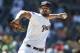SAN DIEGO, CA - JUNE 6: Brad Hand #52 of the San Diego Padres pitches during the ninth inning of a baseball game against the Atlanta Braves at PETCO Park on June 6, 2018 in San Diego, California. (Photo by Denis Poroy/Getty Images)