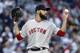Boston Red Sox starting pitcher David Price calls for a new ball after giving up two hits to the Seattle Mariners during the fifth inning of a baseball game Thursday, June 14, 2018, in Seattle. (AP Photo/Elaine Thompson)