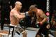 LAS VEGAS, NV - DECEMBER 27: Quinton 'Rampage' Jackson (green/black shorts) def. Wanderlei Silva (white/black shorts) - KO - 3:21 round 1 during the UFC 92 at MGM Grand Garden Arena on December 27, 2008 in Las Vegas, Nevada. (Photo by: Josh Hedges/Zuffa LLC via Getty Images)