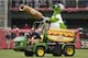 The Phillie Phanatic comes out with his Hot Dog Launcher during the fifth inning of a baseball game between the Atlanta Braves and the Philadelphia Phillies, Monday, July 4, 2016, in Philadelphia. The Phillies won 8-2. (AP Photo/Chris Szagola)