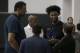 Forward Marvin Bagley III, second from right, talks with Sacramento Kings owner Vivek Randive, right, as Vlade Divac, the Kings general manager, left, looks on after he worked out for the basketball team Monday, June 11, 2018, in Sacramento, Calif. The Kings have the second pick in the upcoming NBA draft and the former Duke star is considered one of the top choices in the draft. (AP Photo/Rich Pedroncelli)