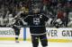 Los Angeles Kings center Anze Kopitar, of Slovenia, looks away in the final seconds against the Vegas Golden Knights during the third period of Game 4 of an NHL hockey first-round playoff series in Los Angeles, Tuesday, April 17, 2018. The Golden Knights won 1-0 to sweep the series in four games. (AP Photo/Alex Gallardo)