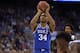 OMAHA, NE - MARCH 25: Wendell Carter, Jr. #34 of the Duke Blue Devils concentrates at the free throw line against the Kansas Jayhawks during the 2018 NCAA Men's Basketball Tournament Midwest Regional Final at CenturyLink Center on March 25, 2018 in Omaha, Nebraska. (Photo by Lance King/Getty Images)