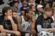SAN ANTONIO, TX - JANUARY 13: Pau Gasol #16 of the San Antonio Spurs, Kawhi Leonard #2 of the San Antonio Spurs, and Davis Bertans #42 of the San Antonio Spurs look on against the Denver Nuggets on January 13, 2018 at the AT&T Center in San Antonio, Texas. NOTE TO USER: User expressly acknowledges and agrees that, by downloading and or using this photograph, user is consenting to the terms and conditions of the Getty Images License Agreement. Mandatory Copyright Notice: Copyright 2018 NBAE (Photos by Mark Sobhani/NBAE via Getty Images)