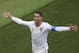 TOPSHOT - Portugal's forward Cristiano Ronaldo celebrates his opening goal for Portugal during the Russia 2018 World Cup Group B football match between Portugal and Morocco at the Luzhniki Stadium in Moscow on June 20, 2018. (Photo by Juan Mabromata / AFP) / RESTRICTED TO EDITORIAL USE - NO MOBILE PUSH ALERTS/DOWNLOADS (Photo credit should read JUAN MABROMATA/AFP/Getty Images)