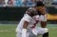 CHARLOTTE, NC - DECEMBER 24: Jameis Winston #3 of the Tampa Bay Buccaneers reacts between plays against the Carolina Panthers in the fourth quarter during their game at Bank of America Stadium on December 24, 2017 in Charlotte, North Carolina. (Photo by Streeter Lecka/Getty Images)