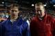 MIAMI GARDENS, FL - JANUARY 31: Drew Brees (L) of the New Orleans Saints and Peyton Manning of the Indianapolis Colts walk on the field during 2010 AFC-NFC Pro Bowl at Sun Life Stadium on January 31, 2010 in Miami Gardens, Florida. (Photo by Scott Halleran/Getty Images)