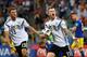 TOPSHOT - Germany's forward Marco Reus celebrates scoring the 1-1 goal with Germany's forward Thomas Mueller (L) during the Russia 2018 World Cup Group F football match between Germany and Sweden at the Fisht Stadium in Sochi on June 23, 2018. (Photo by Nelson Almeida / AFP) / RESTRICTED TO EDITORIAL USE - NO MOBILE PUSH ALERTS/DOWNLOADS (Photo credit should read NELSON ALMEIDA/AFP/Getty Images)