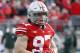 COLUMBUS, OH - NOVEMBER 11: Nick Bosa #97 of the Ohio State Buckeyes looks on during a game against the Michigan State Spartans at Ohio Stadium on November 11, 2017 in Columbus, Ohio. Ohio State won 48-3. (Photo by Joe Robbins/Getty Images)