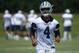 Dallas Cowboys quarterback Dak Prescott (4) takes the field during an organized team activity at its NFL football training facility in Frisco, Texas, Wednesday, May 23, 2018. (AP Photo/Ron Jenkins)