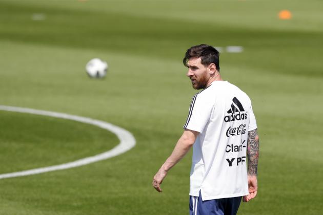 Lionel Messi during a training session of Argentina at the 2018 soccer World Cup in Bronnitsy, Russia, Saturday, June 23, 2018. (AP Photo/Ricardo Mazalan)
