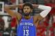 Oklahoma City Thunder forward Paul George (13) looks on in the second half during Game 3 of an NBA basketball first-round playoff series against the Utah Jazz Saturday, April 21, 2018, in Salt Lake City. The Jazz won 115-102. (AP Photo/Rick Bowmer)