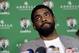 Boston Celtics' Kyrie Irving takes questions from reporters, Tuesday, June 12, 2018 during a news conference, in Boston. Irving spoke about the upcoming film