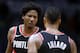 NEW ORLEANS, LA - MARCH 27: Ed Davis #17 of the Portland Trail Blazers talks to Damian Lillard #0 of the Portland Trail Blazers during the second half at the Smoothie King Center on March 27, 2018 in New Orleans, Louisiana. NOTE TO USER: User expressly acknowledges and agrees that, by downloading and or using this photograph, User is consenting to the terms and conditions of the Getty Images License Agreement. (Photo by Jonathan Bachman/Getty Images)