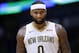 NEW ORLEANS, LA - DECEMBER 04: DeMarcus Cousins #0 of the New Orleans Pelicans reacts during the first half of a game against the Golden State Warriors at the Smoothie King Center on December 4, 2017 in New Orleans, Louisiana. NOTE TO USER: User expressly acknowledges and agrees that, by downloading and or using this Photograph, user is consenting to the terms and conditions of the Getty Images License Agreement. (Photo by Jonathan Bachman/Getty Images)