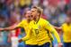SAINT PETERSBURG, RUSSIA - JULY 03: Emil Forsberg of Sweden celebrates scoring a goal to make it 1-0 during the 2018 FIFA World Cup Russia Round of 16 match between Sweden and Switzerland at Saint Petersburg Stadium on July 3, 2018 in Saint Petersburg, Russia. (Photo by Matthew Ashton - AMA/Getty Images)