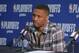 NEW ORLEANS, LA - APRIL 21: Damian Lillard #0 of the Portland Trail Blazers speaks with media after the game against the New Orleans Pelicans in Game Four of Round One of the 2018 NBA Playoffs on April 21, 2018 at Smoothie King Center in New Orleans, Louisiana. NOTE TO USER: User expressly acknowledges and agrees that, by downloading and or using this Photograph, user is consenting to the terms and conditions of the Getty Images License Agreement. Mandatory Copyright Notice: Copyright 2018 NBAE (Photo by Layne Murdoch/NBAE via Getty Images)
