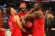   Cousins ​​enjoying the company of his new teammates Steph Curry and Draymond Green in a last game of the stars 