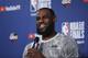 Cleveland Cavaliers forward LeBron James takes questions at a press conference after the basketball team's practiced during the NBA Finals, Thursday, June 7, 2018, in Cleveland. The Warriors lead the series 3-0 with Game 4 on Friday. (AP Photo/Carlos Osorio)