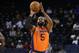 OAKLAND, CA - JULY 06: Baron Davis #5 of 3's Company shoots a four-point shot against Trilogy during week three of the BIG3 three on three basketball league game at ORACLE Arena on July 6, 2018 in Oakland, California. (Photo by Ezra Shaw/BIG3/Getty Images)