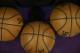 Basketballs are seen on the court during warm ups before the Dallas Mavericks played the Sacramento Kings in an NBA basketball game in Sacramento, Calif., Monday, Nov. 30, 2015.(AP Photo/Rich Pedroncelli)