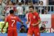 England&#39;s Harry Maguire, right, celebrates with England&#39;s Jesse Lingard after scoring his side&#39;s first goal during the quarterfinal match between Sweden and England at the 2018 soccer World Cup in the Samara Arena, in Samara, Russia, Saturday, July 7, 2018. (AP Photo/Matthias Schrader )