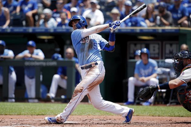 KANSAS CITY, MO - JUNE 16: Whit Merrifield #15 of the Kansas City Royals bats during a game against the Houston Astros at Kauffman Stadium on June 16, 2018 in Kansas City, Missouri. The Astros won 10-2. (Photo by Joe Robbins/Getty Images)