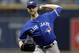 Toronto Blue Jays' J.A. Happ pitches to the Tampa Bay Rays during the first inning of a baseball game Wednesday, June 13, 2018, in St. Petersburg, Fla. (AP Photo/Chris O'Meara)