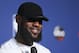 Cleveland Cavaliers forward LeBron James smiles during a news conference following Game 4 of basketball's NBA Finals against the Golden State Warriors, early Saturday, June 9, 2018, in Cleveland. The Warriors defeated the Cavaliers 108-85 to sweep the series and take the title. (AP Photo/Carlos Osorio)